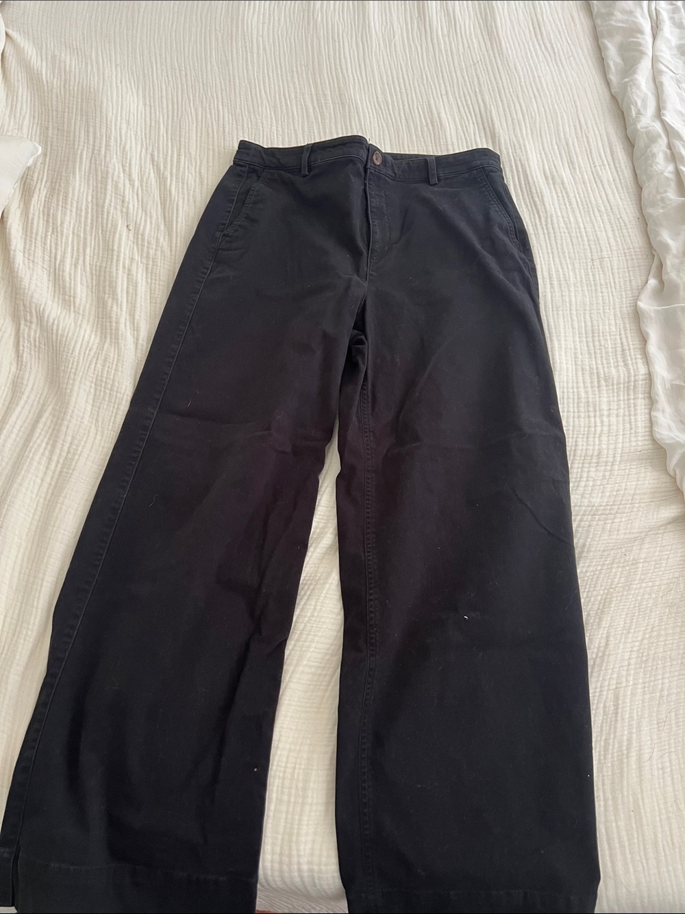 J. Crew Black Wide-Leg Chinos